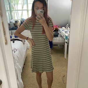 Green striped dress